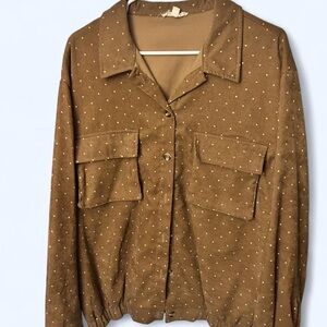 Easel Brown and Gold Polka Dot Shirt